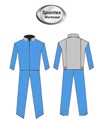 Metal-Free Poly/Cotton Coverall 2 Tone Blue/Grey (Pocketless)
