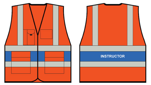 ORANGE EXEC VEST LGE C/W INSTRUCTOR BACK LOGO