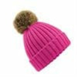 Fur Pop Pom Chunky Beanie