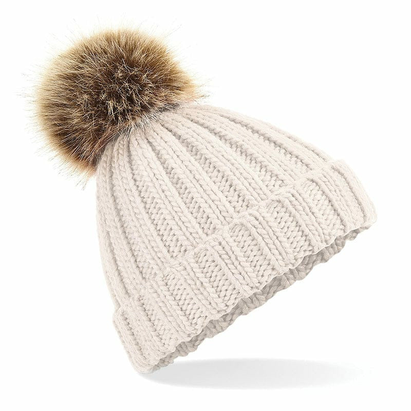 Fur Pop Pom Chunky Beanie