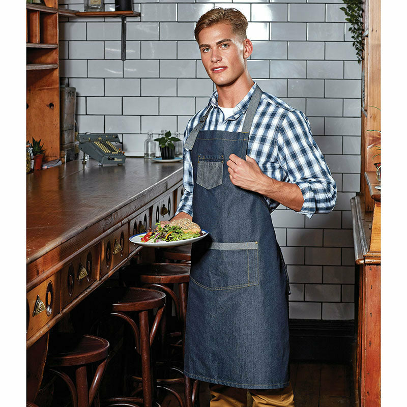 Domain Contrast Denim Bib Apron