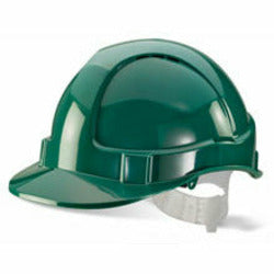 Economy Vented S/Helmet Green Plastic Harness