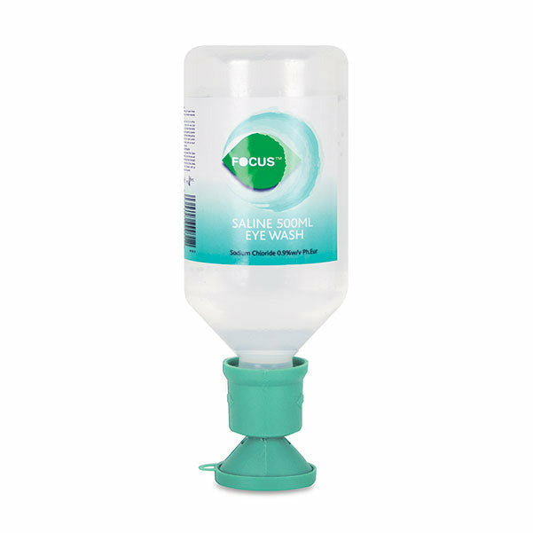 Focus Saline Eyewash 500Ml Sterile C/W Eyebath Cap