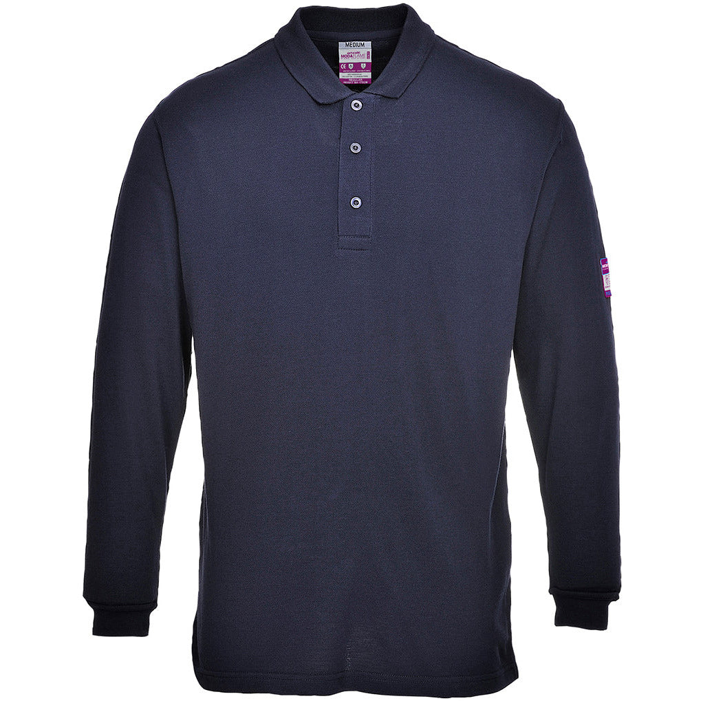 Portwest Flame Resistant Anti-Static Long Sleeve Polo Shirt