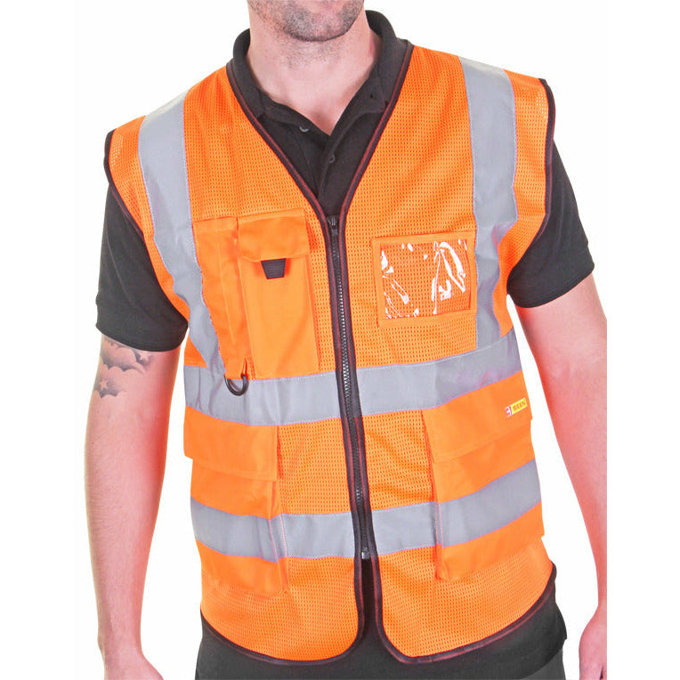 Executive Mesh Waistcoat Orange 5Xl