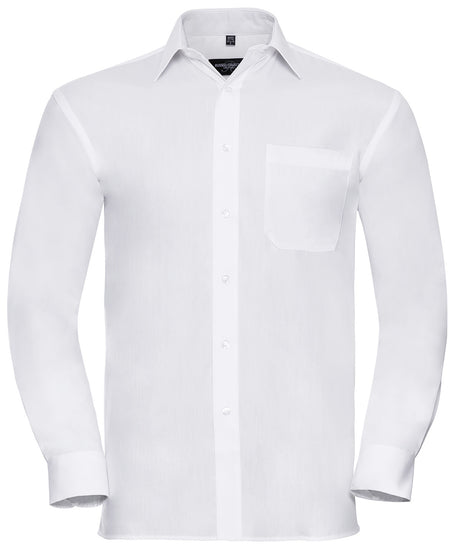 Long sleeve pure cotton easycare poplin shirt