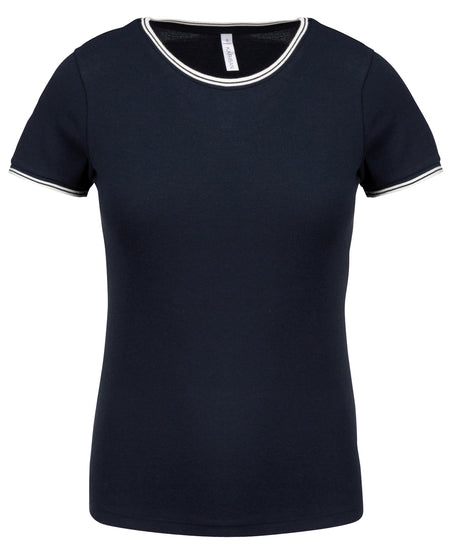 Ladies piqué knit crew neck T-shirt