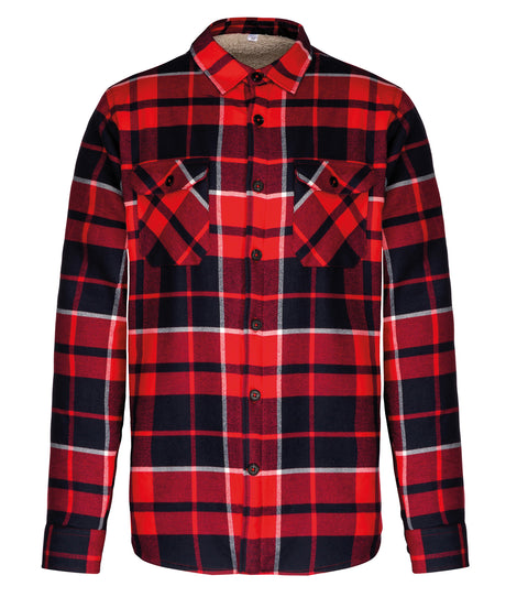 Sherpa-lined checked shirt jacket