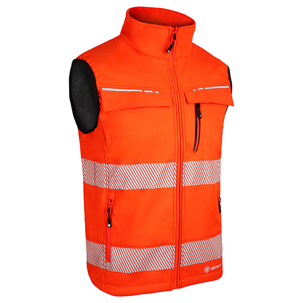 DELTIC HI-VIS ORANGE SOFTSHELL BODYWARMER