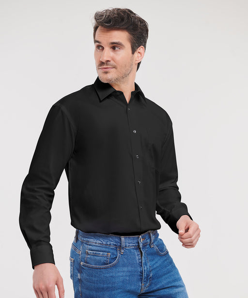Long sleeve pure cotton easycare poplin shirt