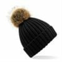 Fur Pop Pom Chunky Beanie