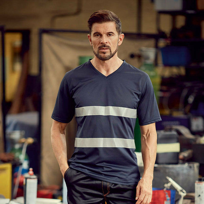 Hi Vis Top Cool Super Light V Neck T Shirt Hvj910 Spontex Workwear