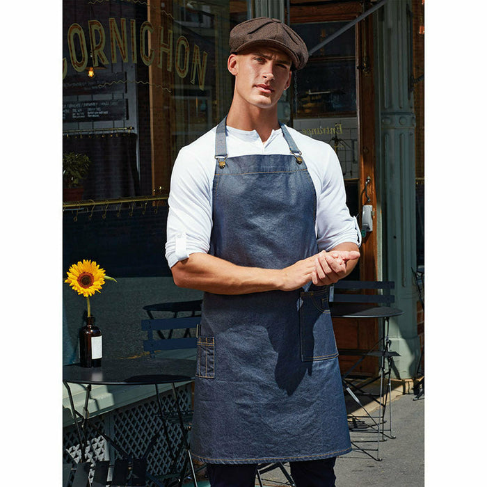 District Waxed-Look Denim Bib Apron