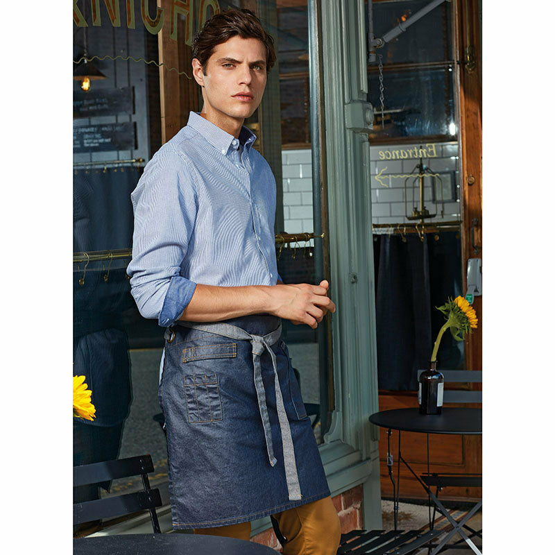 Division Waxed-Look Denim Waist Apron