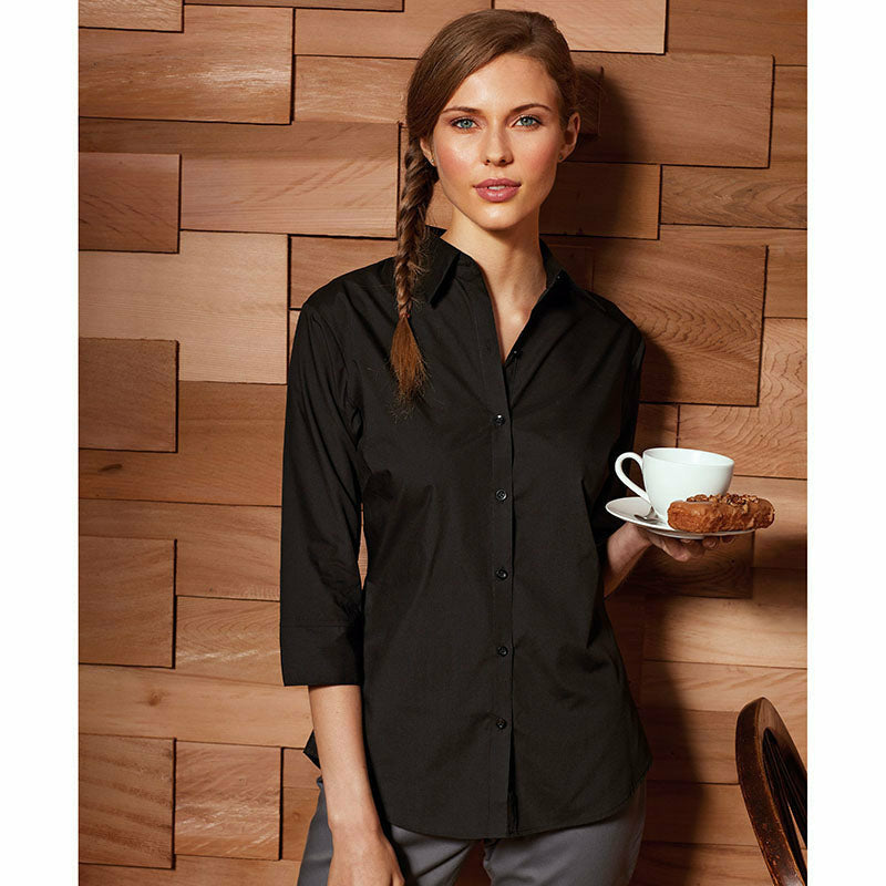 Women's ¾ Sleeve Poplin Blouse