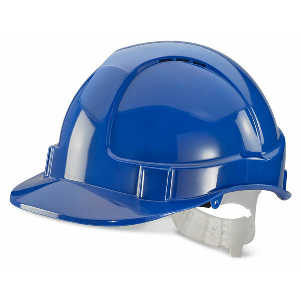 Economy Vented S/Helmet Blue Plastic Harness