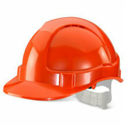 Economy Vented S/Helmet Orange Plastic Harness