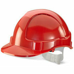 Economy Vented S/Helmet Red Plastic Harness