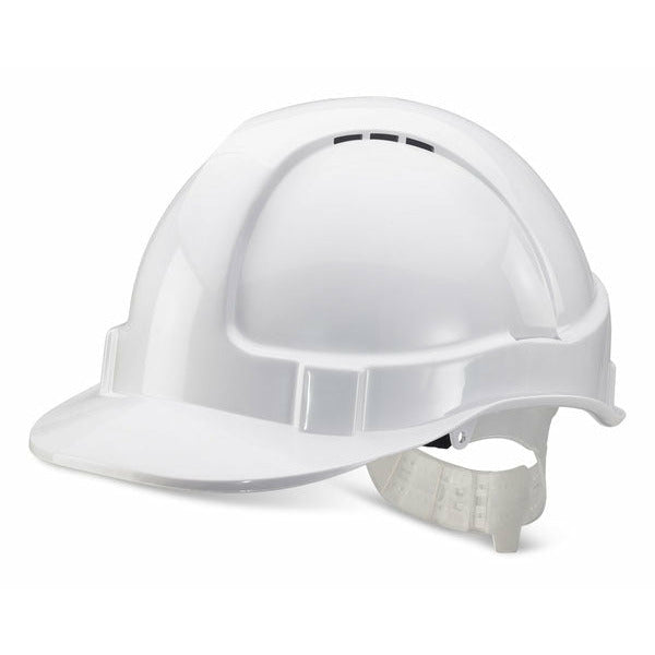 Economy Vented S/Helmet White Plastic Harness