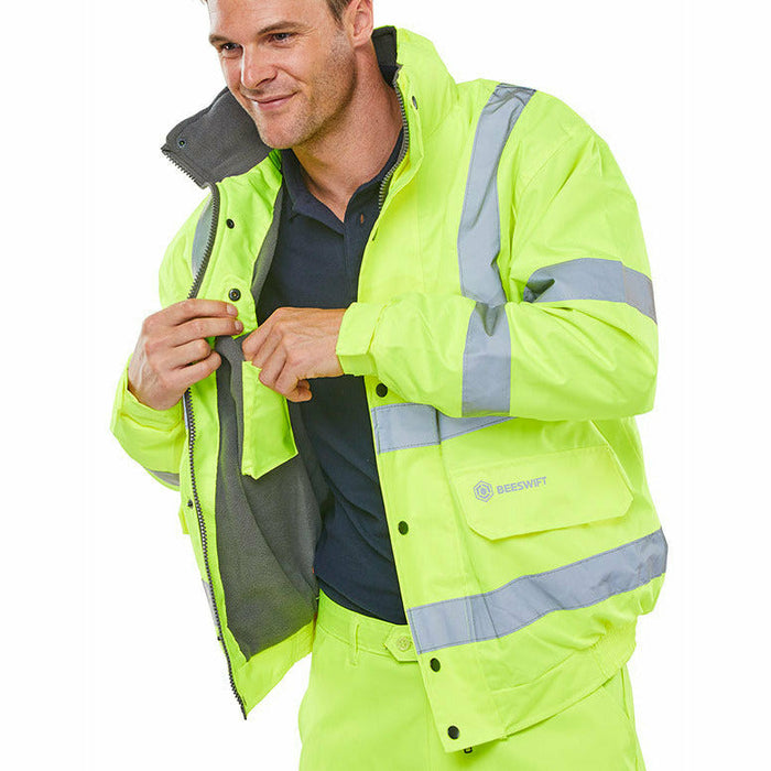 High Visibility Fleece Lined Bomber Jacket