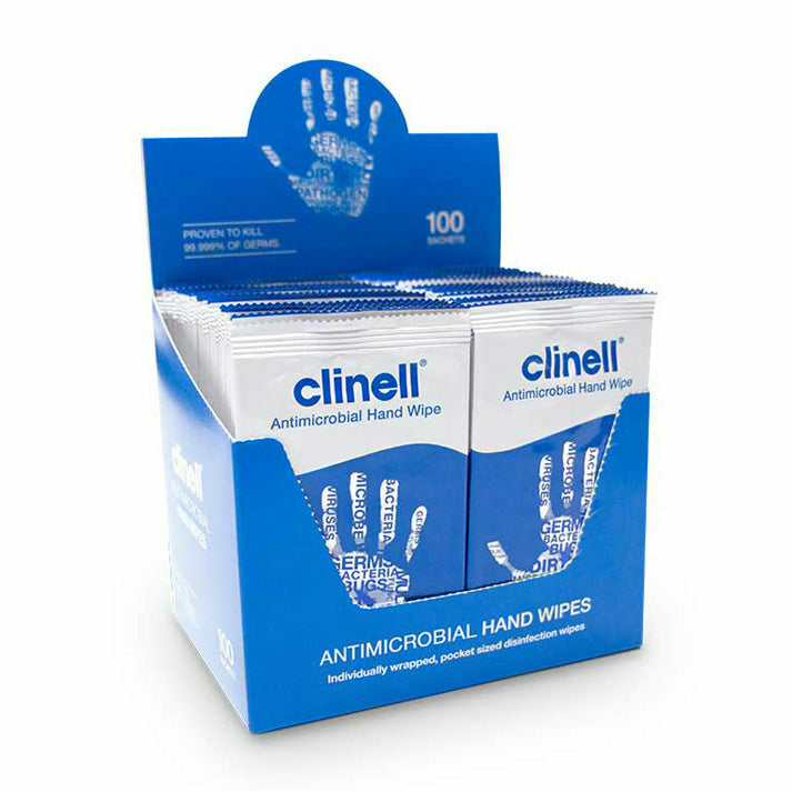 Clinell Antibacterial Hand Wipes Individually Wrapped