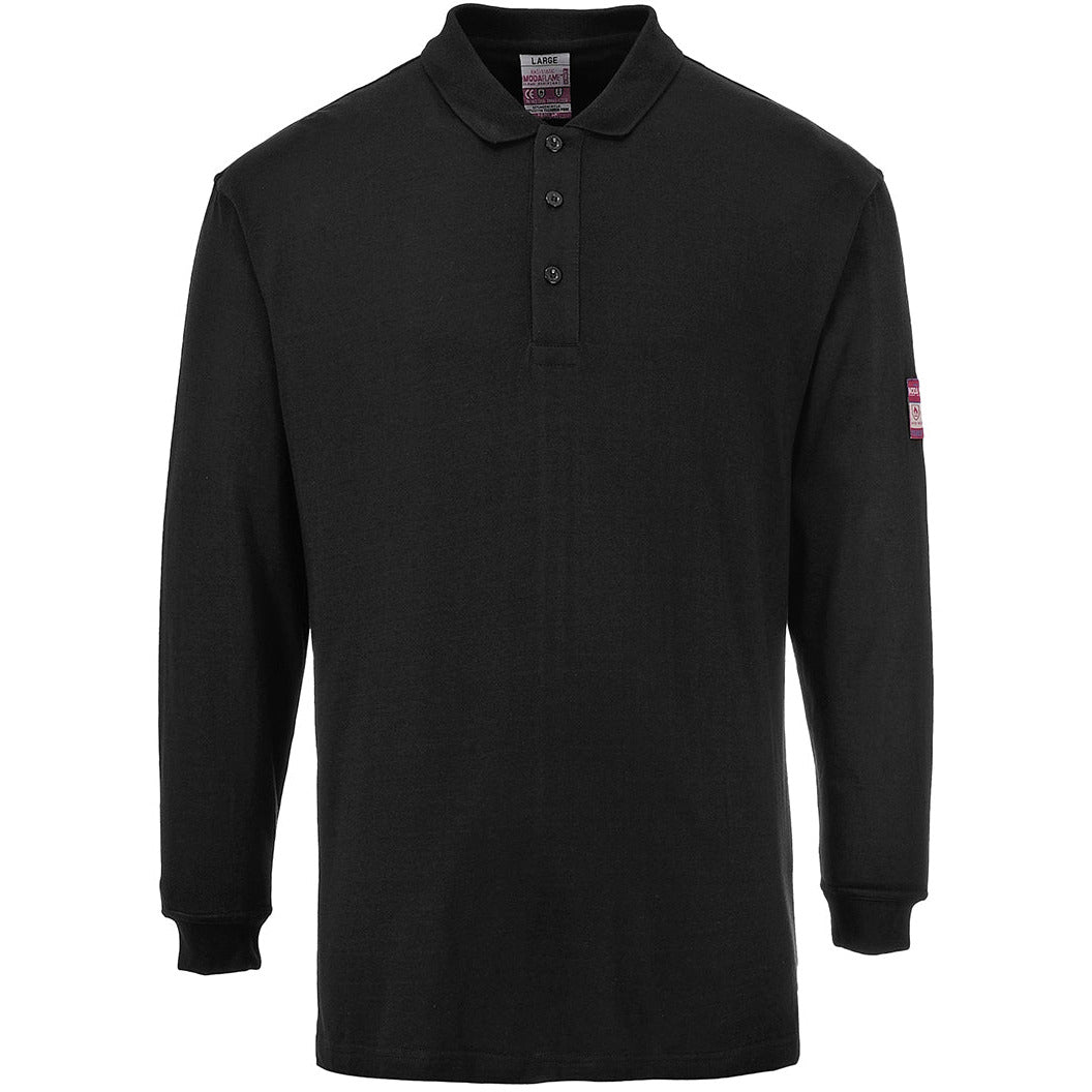 Portwest Flame Resistant Anti-Static Long Sleeve Polo Shirt