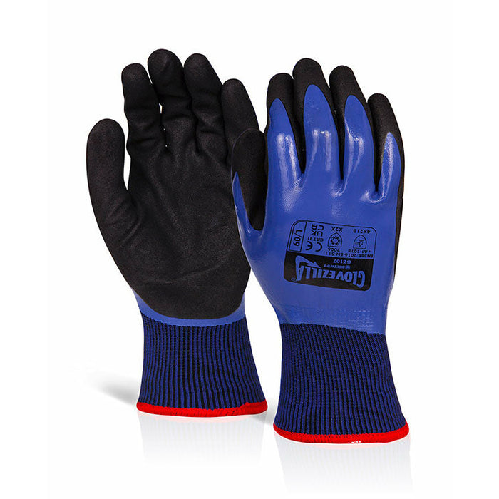 Glovezilla Nitrile Thermal Oil Resistant Glove Blue Xl