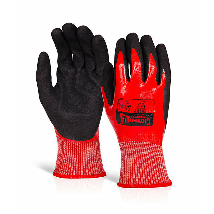 Glovezilla Nitrile Cut & Oil Resistant Glove Red Xl 10