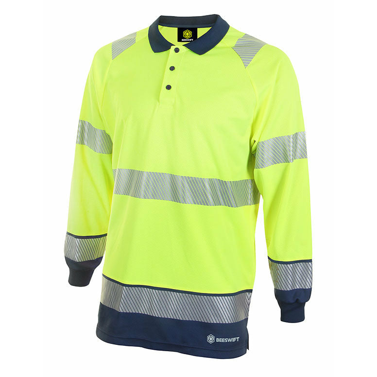 Hivis Two Tone Polo Shirt Long Sleeve